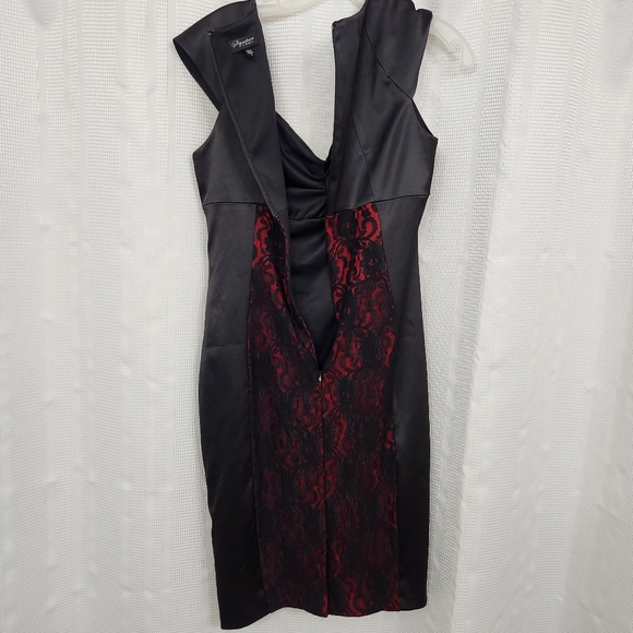 Signature by Sangria Body Hugging Cocktail Dress with Lace Panels, Size: 8 - Picture 5 of 12